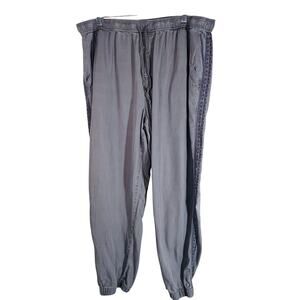 Knox Rose Tuxedo Stripe Lyocell Joggers Sz XXL Gray Pockets Lightweight Casual
